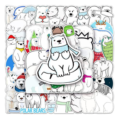 50 Non-repeating Polar Bear Graffiti Waterproof Stickers