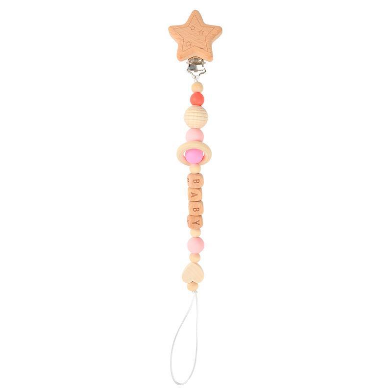 Animal-shaped Beech Pacifier Clip Teether Anti-drop Chain