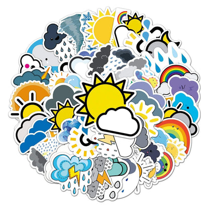 50pcs Non-repeating Cartoon Weather Graffiti Waterproof Stickers