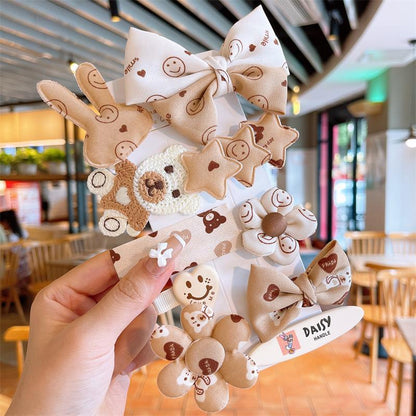 10pcs/set Cartoon Bear Hairpin Coffee Color Hair Accessories