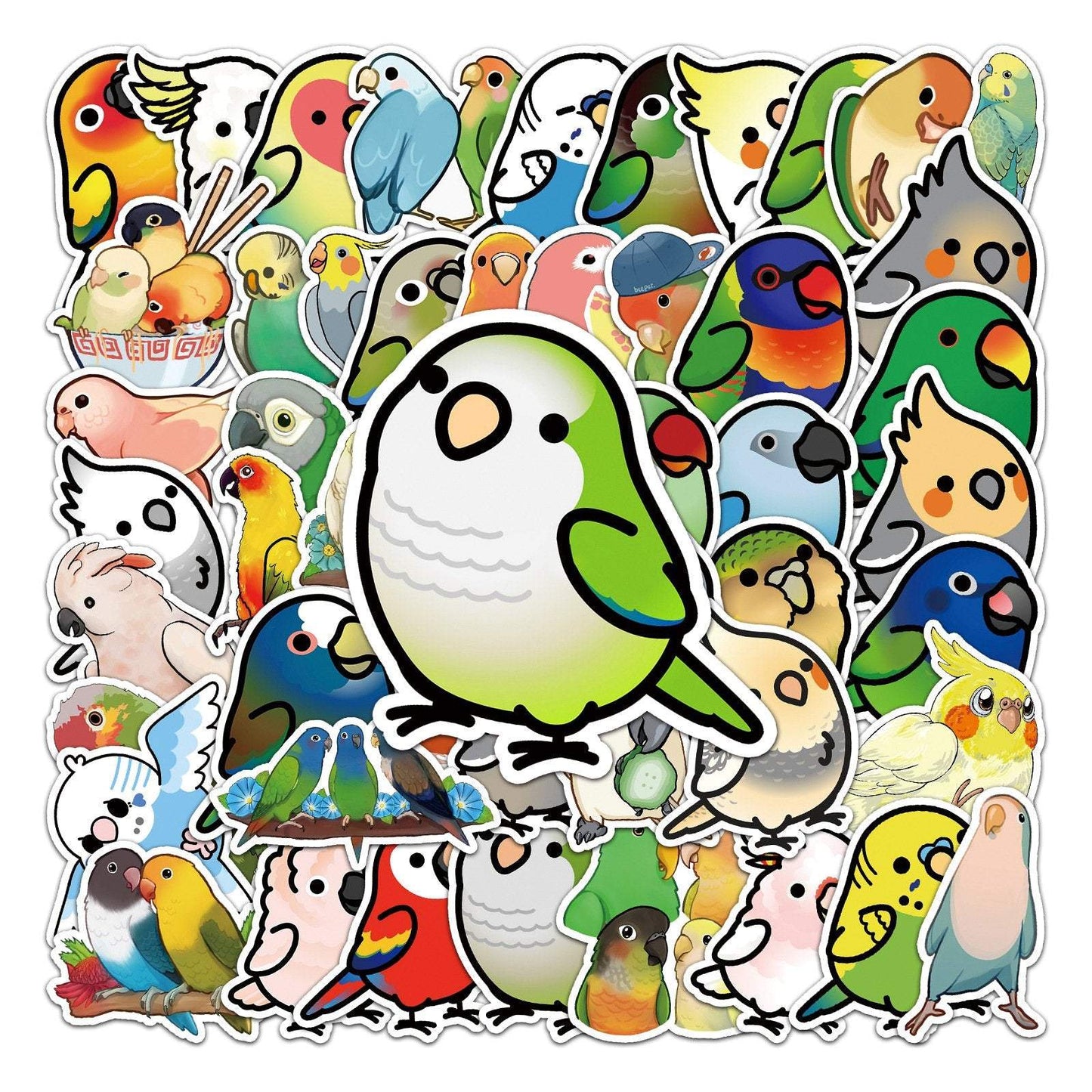 50pcs Non-repeating Parrot Waterproof Graffiti Stickers