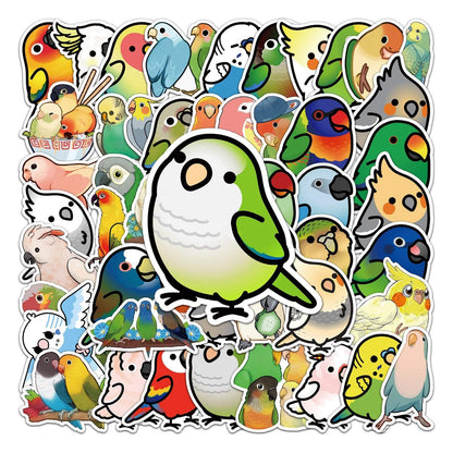 50pcs Non-repeating Parrot Waterproof Graffiti Stickers