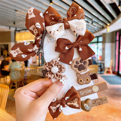 10pcs/set Cartoon Bear Hairpin Coffee Color Hair Accessories