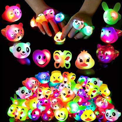 60/30/15PCS LED Light Up Colorful Flashing Bumpy Jelly Rings