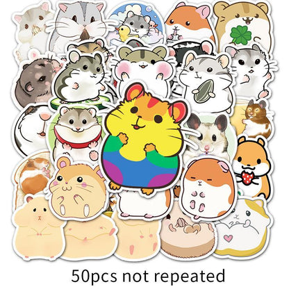 50pcs/bag Non-repeating Cute Hamster Graffiti Waterproof Stickers