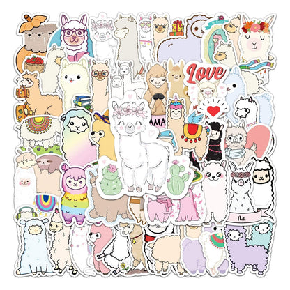 50Pcs Cartoon Alpaca Stickers