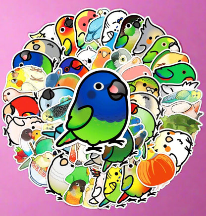 50pcs Non-repeating Parrot Waterproof Graffiti Stickers