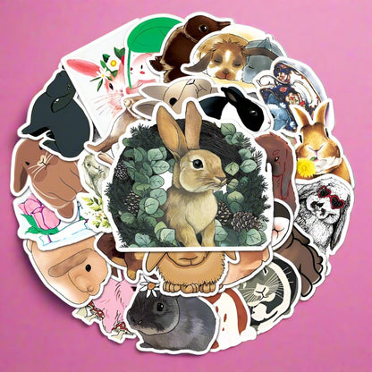 50pcs/bag Non-repeating Rabbit Graffiti Waterproof Stickers