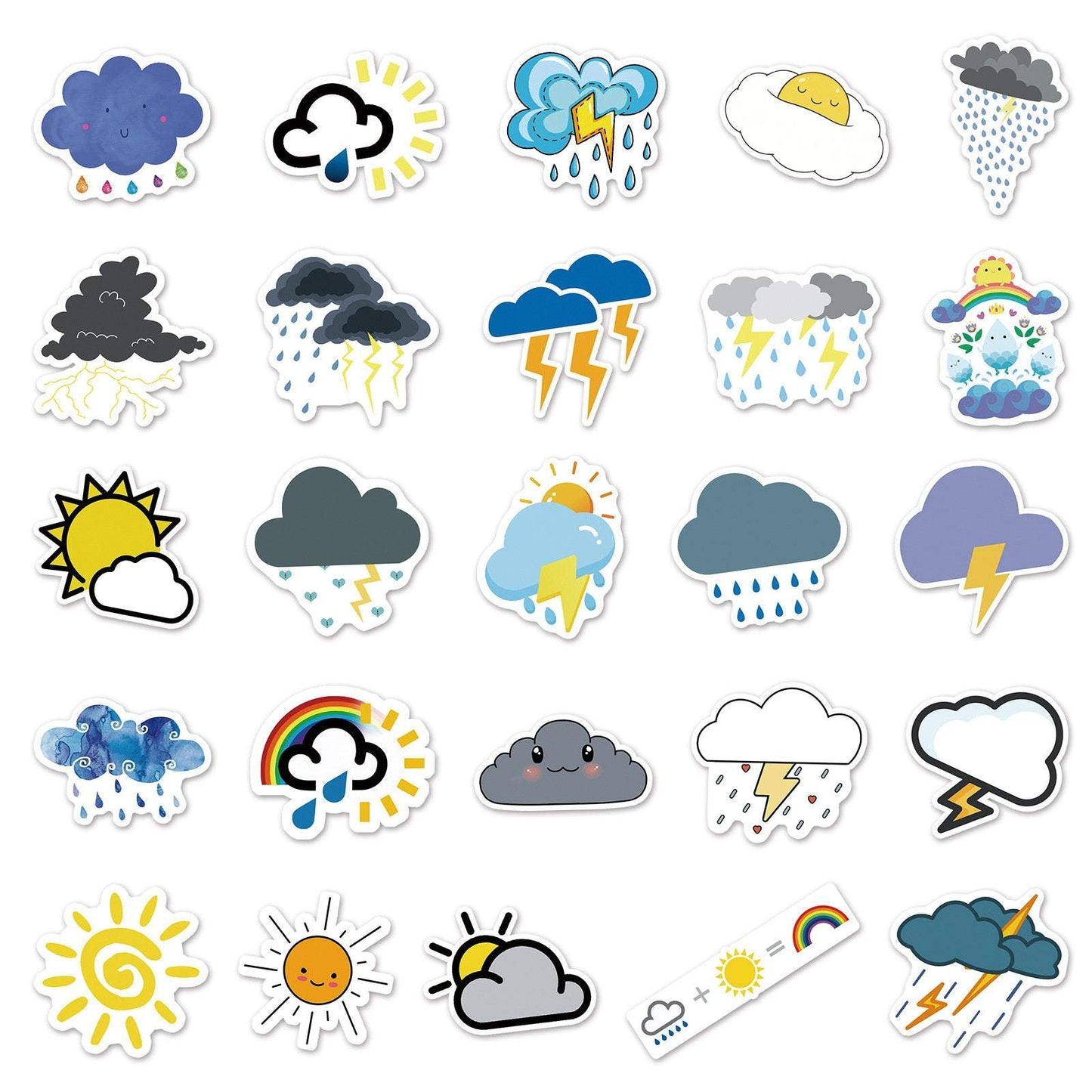 50pcs Non-repeating Cartoon Weather Graffiti Waterproof Stickers