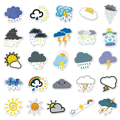 50pcs Non-repeating Cartoon Weather Graffiti Waterproof Stickers