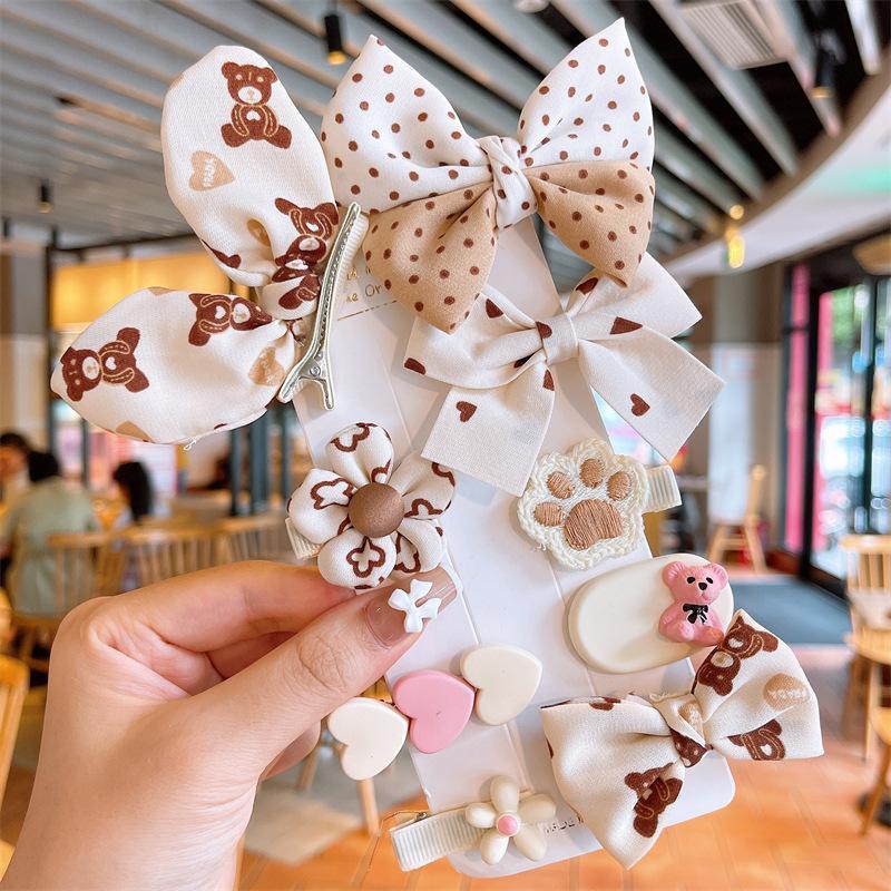 10pcs/set Cartoon Bear Hairpin Coffee Color Hair Accessories