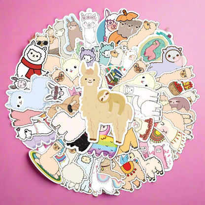 50Pcs Cartoon Alpaca Stickers