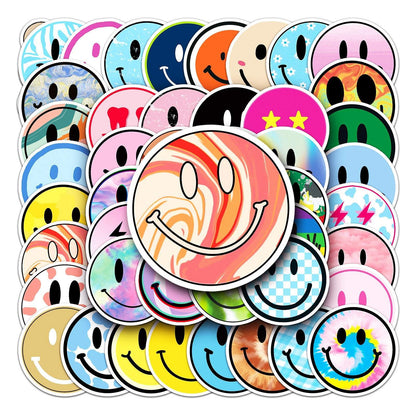 50pcs/set Non-repeating Colored Smiley Face Stickers