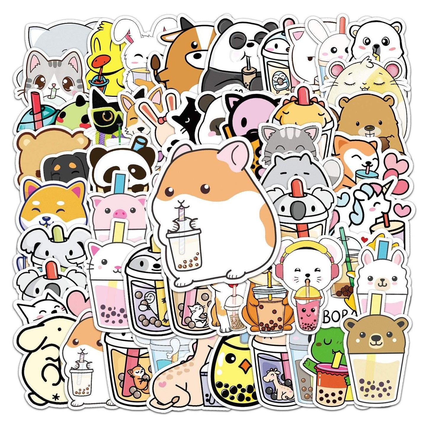 50pcs Cute Personalized Pet Milk Tea Creative Stickers