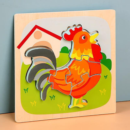 Wooden children cartoon three-dimensional jigsaw puzzle