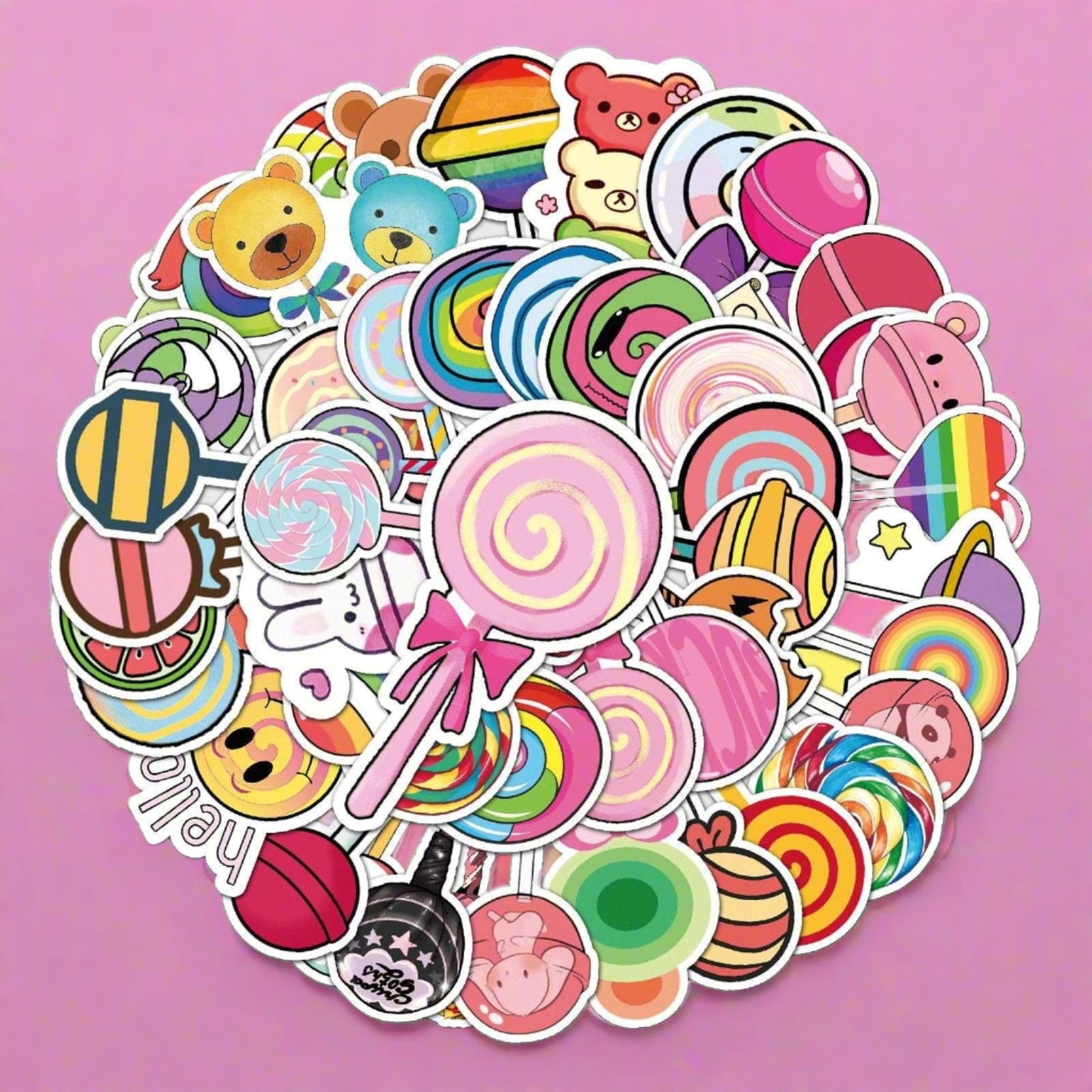 50pcs Non-repeating Card Lollipop Series Stickers