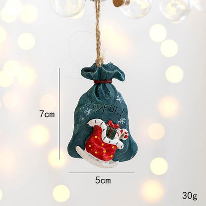 Christmas Resin Decorations Sock Gift Bag House Snowman Pendant