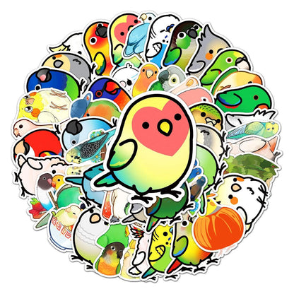 50pcs Non-repeating Parrot Waterproof Graffiti Stickers