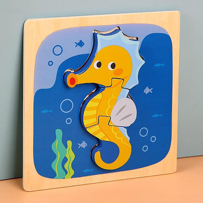 Wooden children cartoon three-dimensional jigsaw puzzle