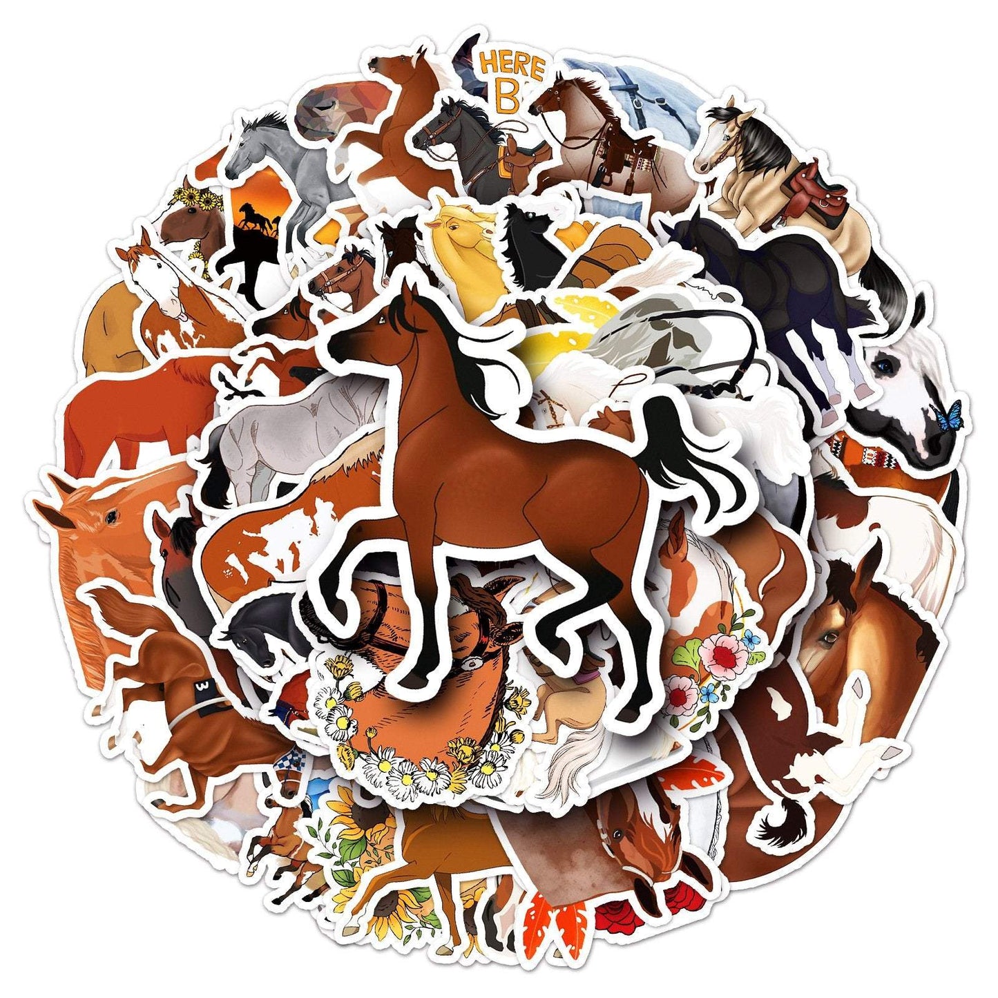 50pcs Non-repeating Horse Graffiti Stickers