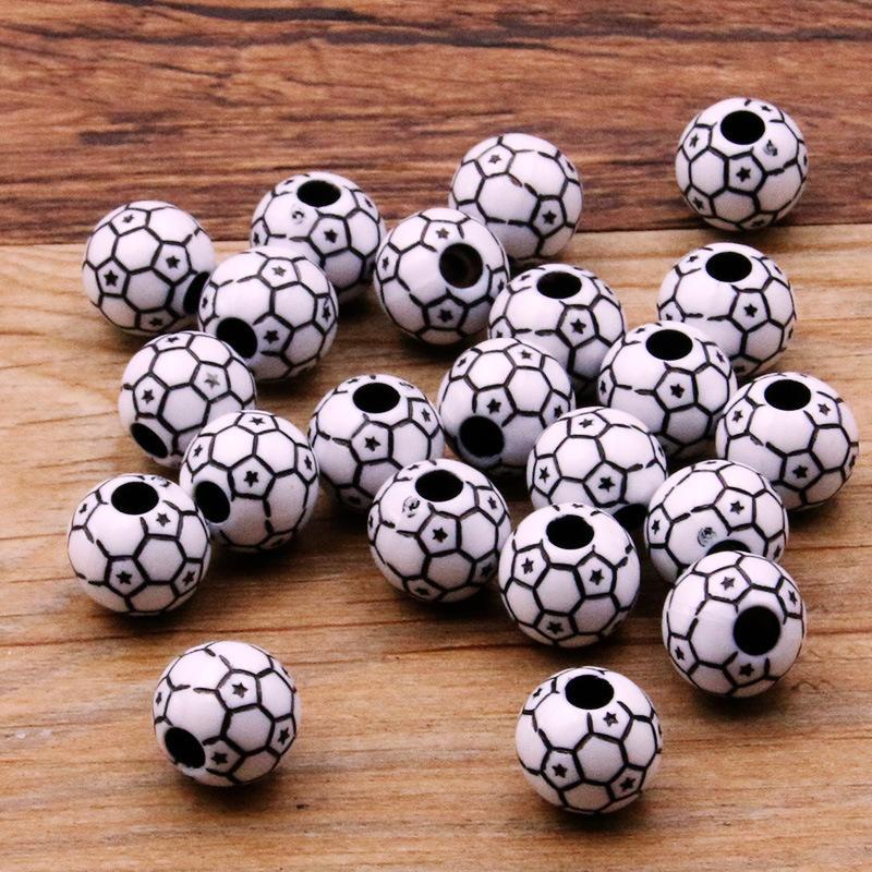 10 Pcs DIY Handmade Large Hole Beads,Basketball Football