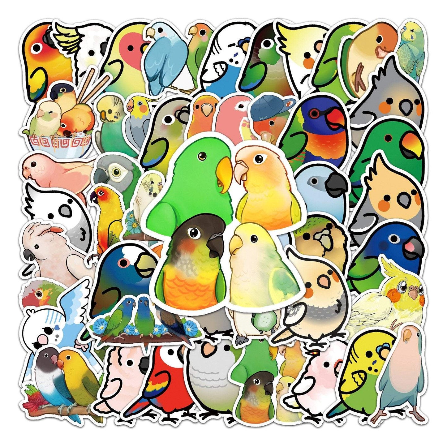 50pcs Non-repeating Parrot Waterproof Graffiti Stickers