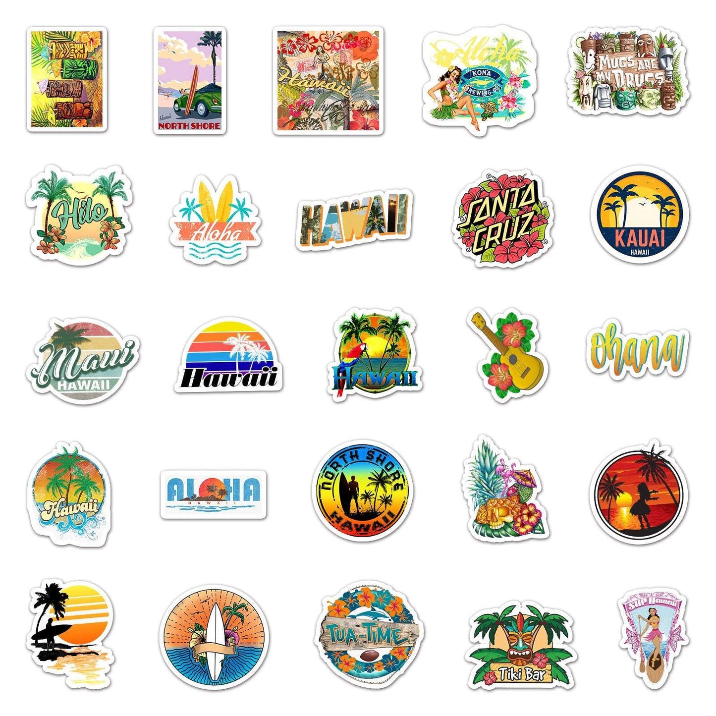 50pcs/bag Hawaiian Landscape Waterproof Graffiti Stickers