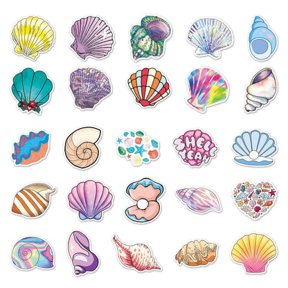 50pcs/bag Shell Cartoon Waterproof Stickers Non-repeating