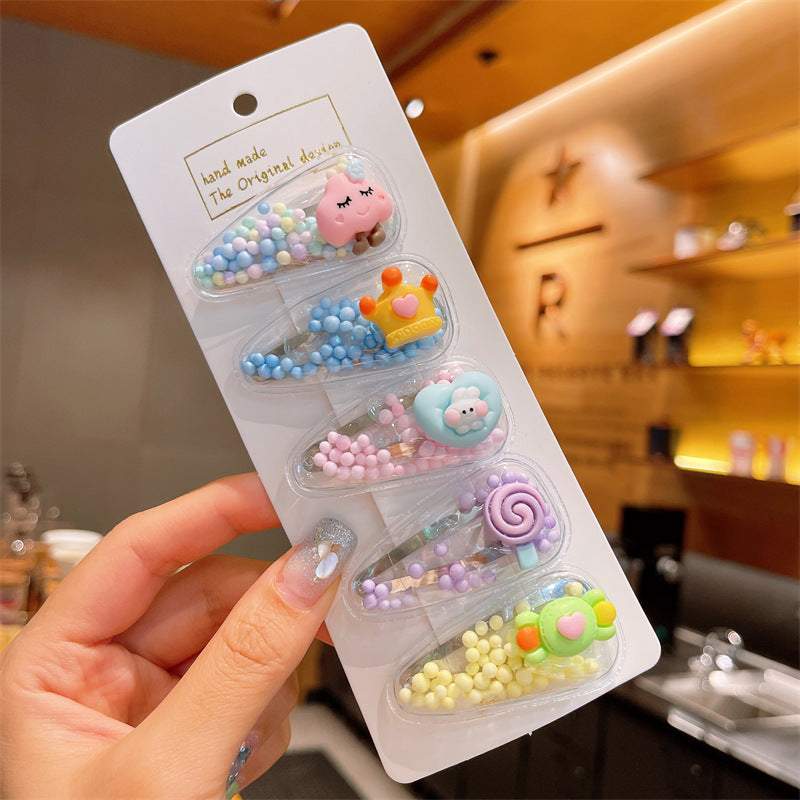 5pcs/set Children Quicksand Hairpin Little Girl Hair Clip