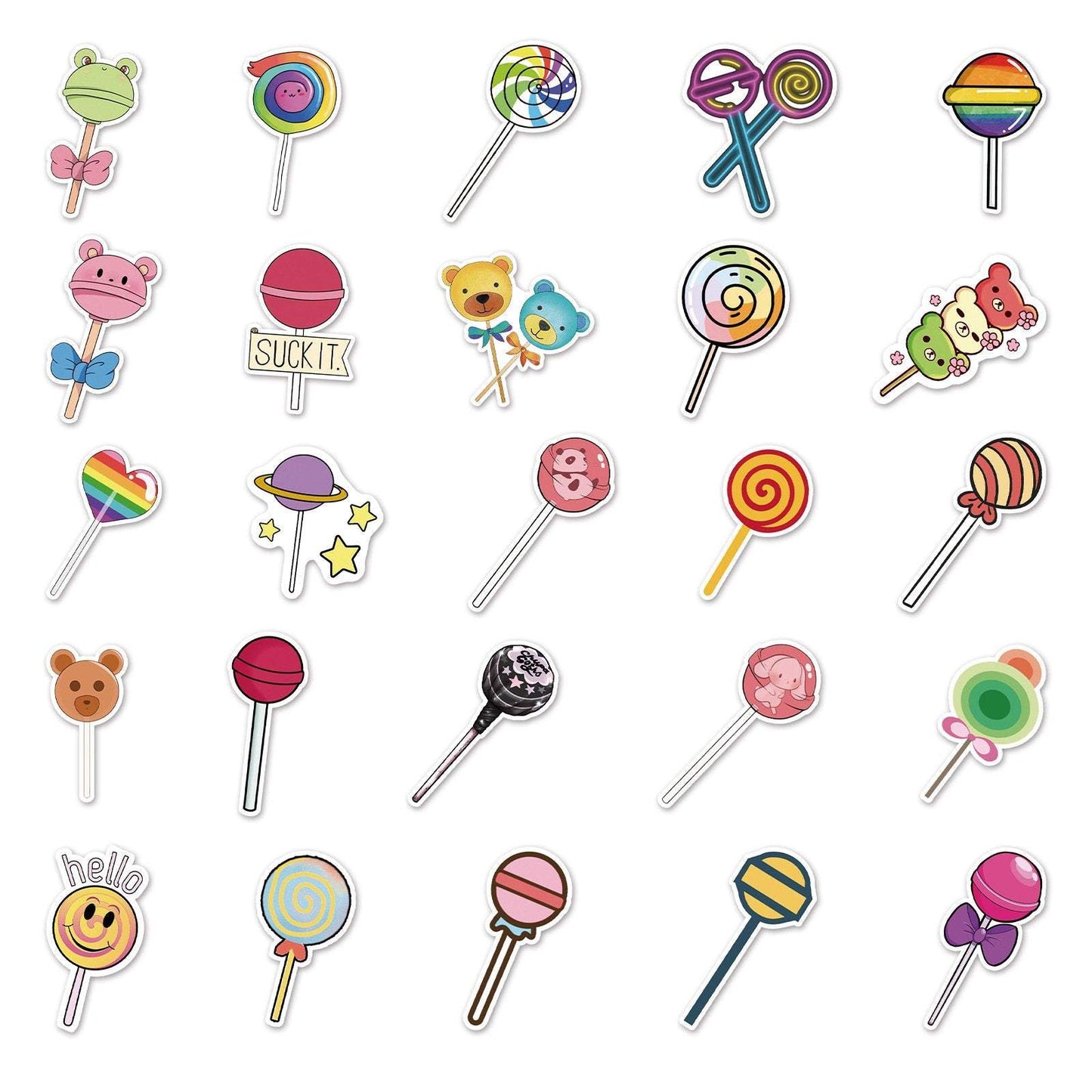 50pcs Non-repeating Card Lollipop Series Stickers