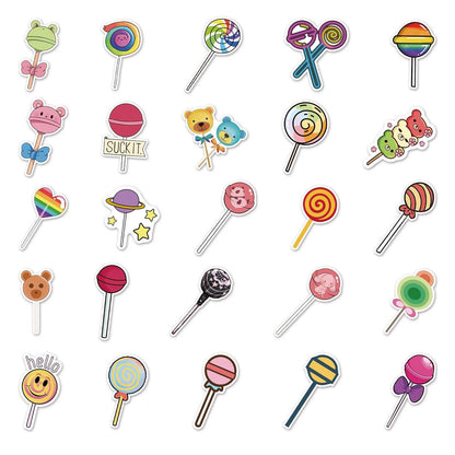 50pcs Non-repeating Card Lollipop Series Stickers