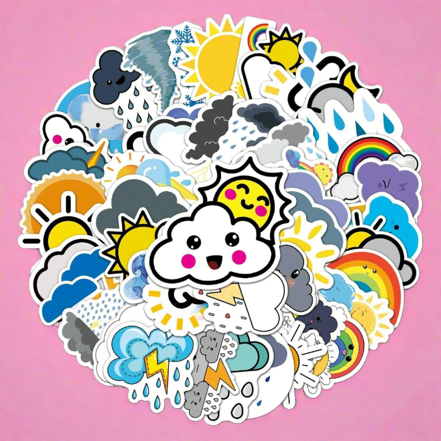 50pcs Non-repeating Cartoon Weather Graffiti Waterproof Stickers