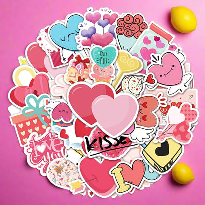 50pcs Valentine's Day Heart Stickers