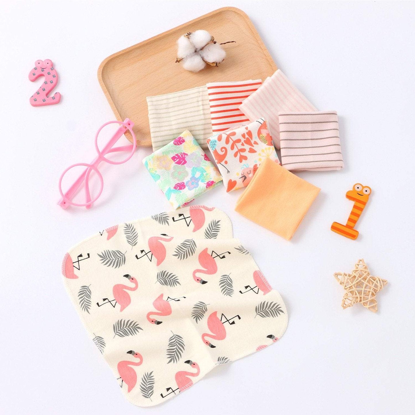 8pcs/bag Handkerchief Random Multi-color Small Square Towel