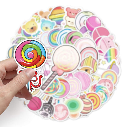 50pcs Non-repeating Card Lollipop Series Stickers