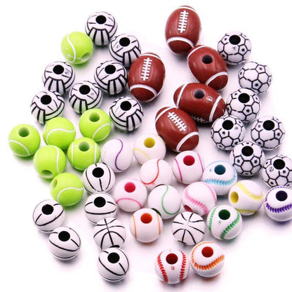 10 Pcs DIY Handmade Large Hole Beads,Basketball Football