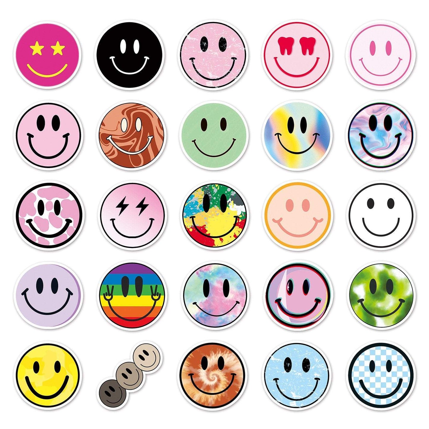 50pcs/set Non-repeating Colored Smiley Face Stickers