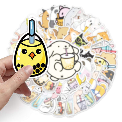 50pcs Cute Personalized Pet Milk Tea Creative Stickers