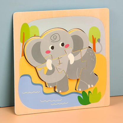 Wooden children cartoon three-dimensional jigsaw puzzle