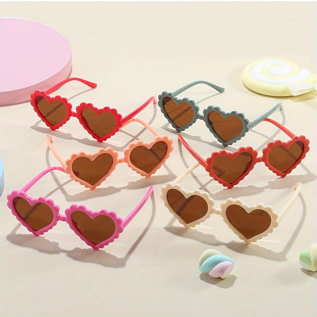 6 Pieces Of Boys And Girls PC Love Cute Sunglasses