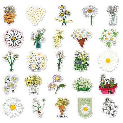 50 Waterproof Daisy Graffiti Stickers