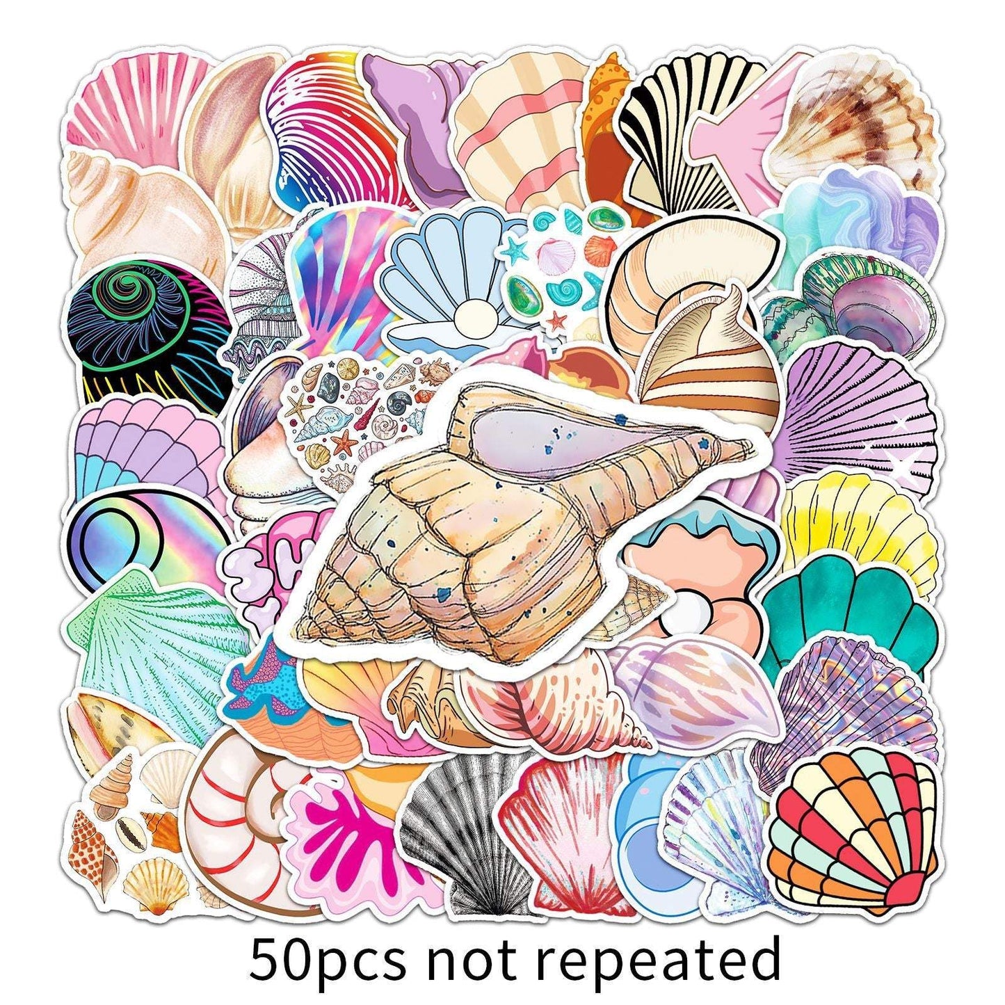 50pcs/bag Shell Cartoon Waterproof Stickers Non-repeating