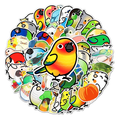 50pcs Non-repeating Parrot Waterproof Graffiti Stickers