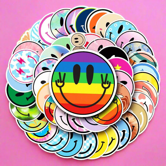 50pcs/set Non-repeating Colored Smiley Face Stickers