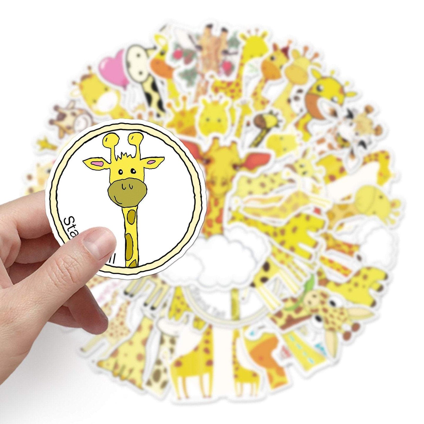 50pcs No-repeat Cartoon Giraffe Graffiti Stickers