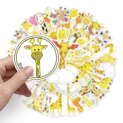 50pcs No-repeat Cartoon Giraffe Graffiti Stickers