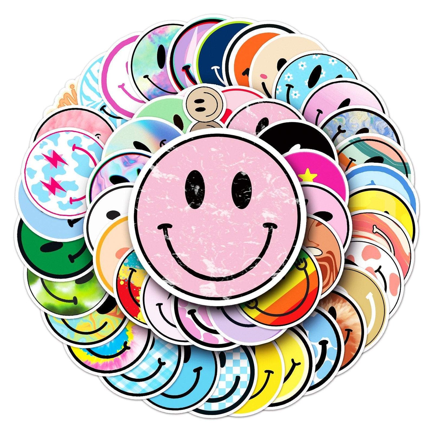 50pcs/set Non-repeating Colored Smiley Face Stickers