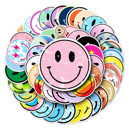 50pcs/set Non-repeating Colored Smiley Face Stickers