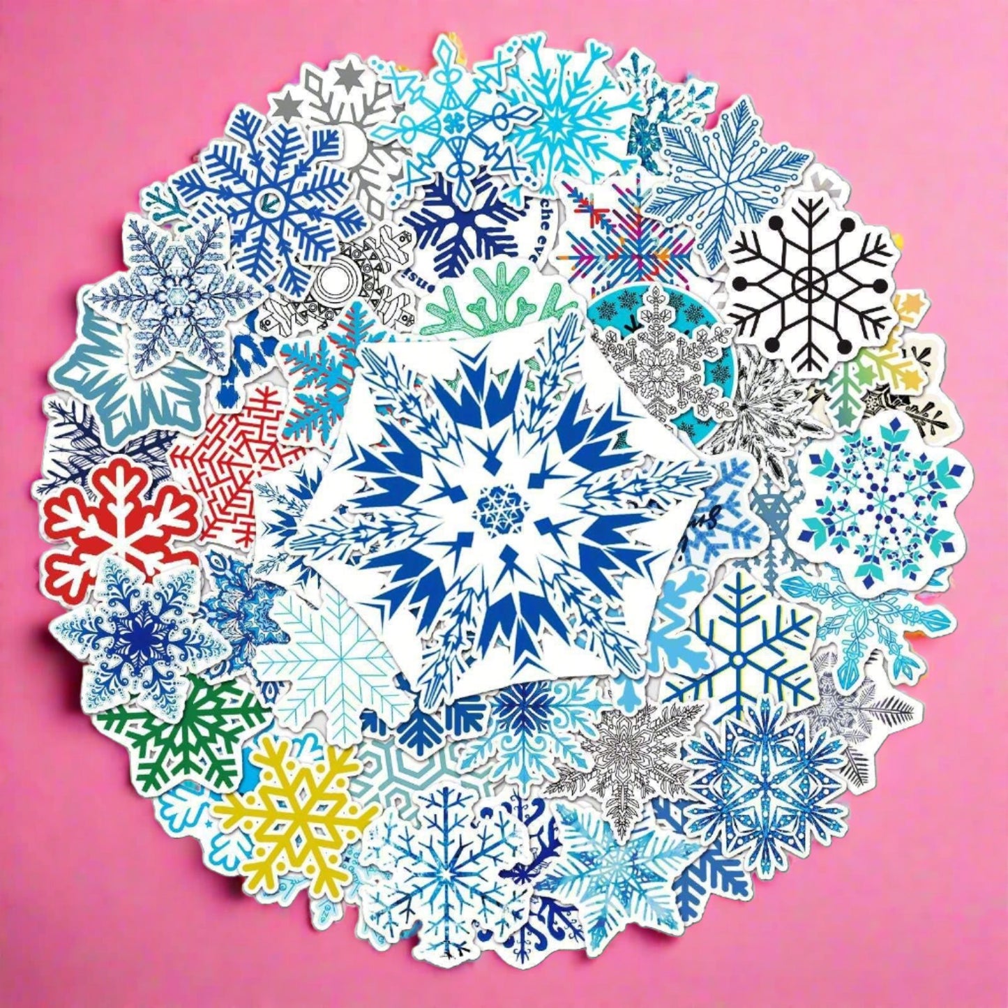 50pcs/bag Non-repeating Snowflake Pattern Waterproof Stickers