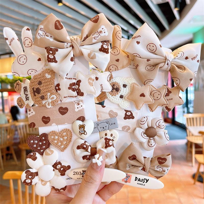 10pcs/set Cartoon Bear Hairpin Coffee Color Hair Accessories